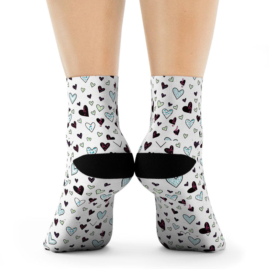 Hearts Filled with Music Note Socks