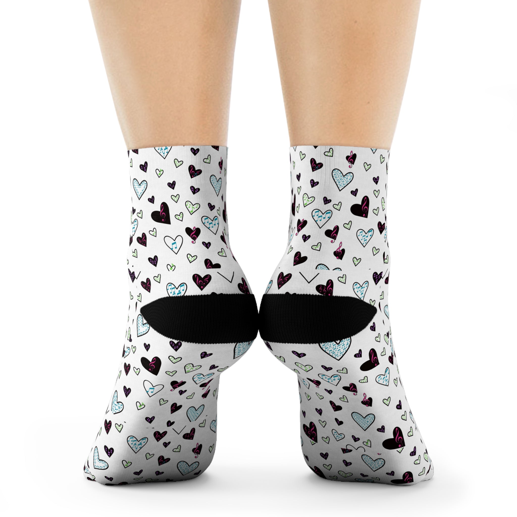 Hearts Filled with Music Note Socks