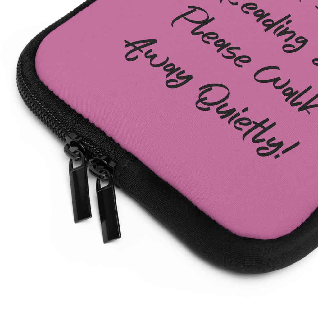 Reading Please Don't Disturb Laptop Sleeve, Cute Laptop Case, Book Lover Gift, Funny Tech Accessory, Pink Laptop Pouch, Back to School Gift