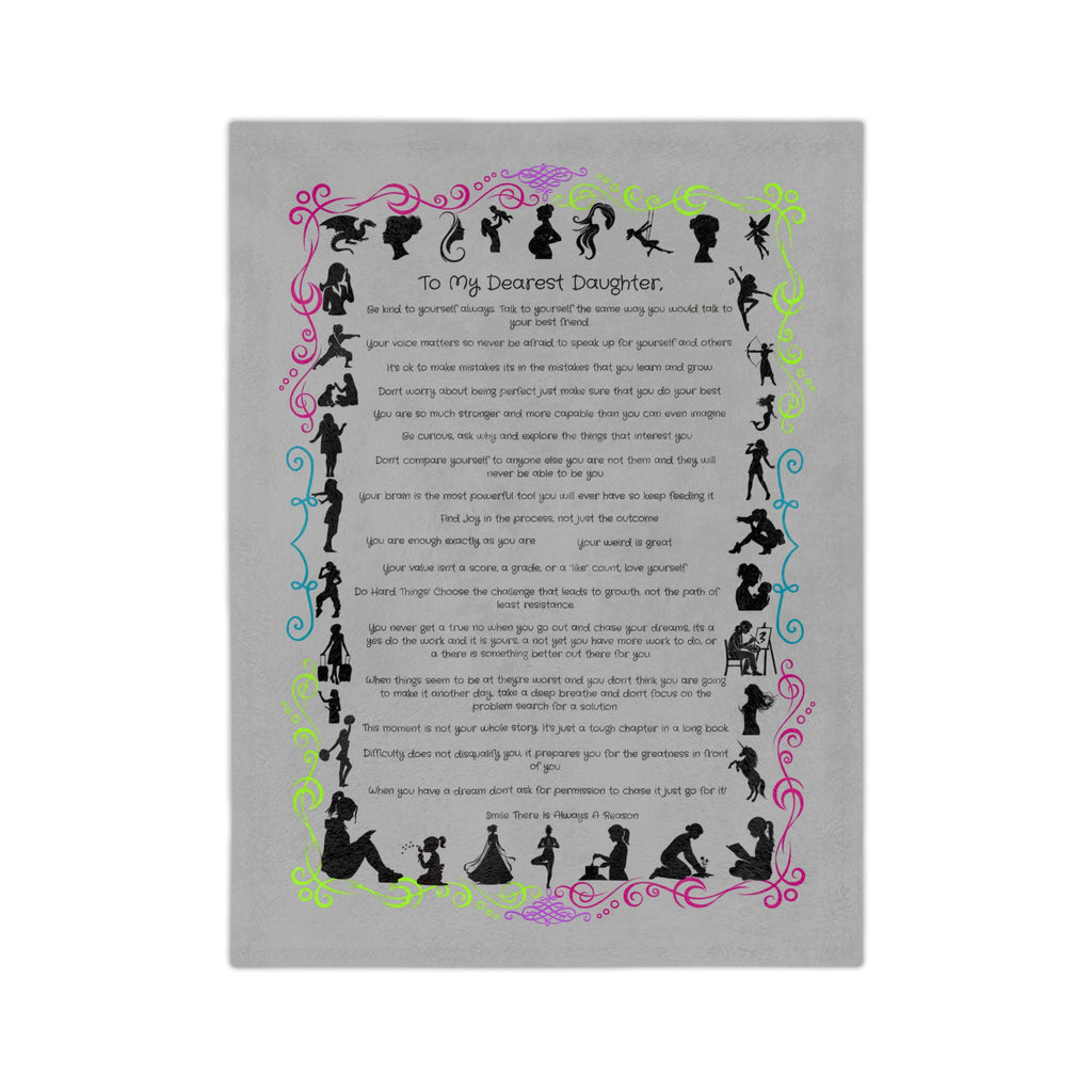 To My Dearest Daughter Throw Blanket — Velveteen Microfiber Keepsake