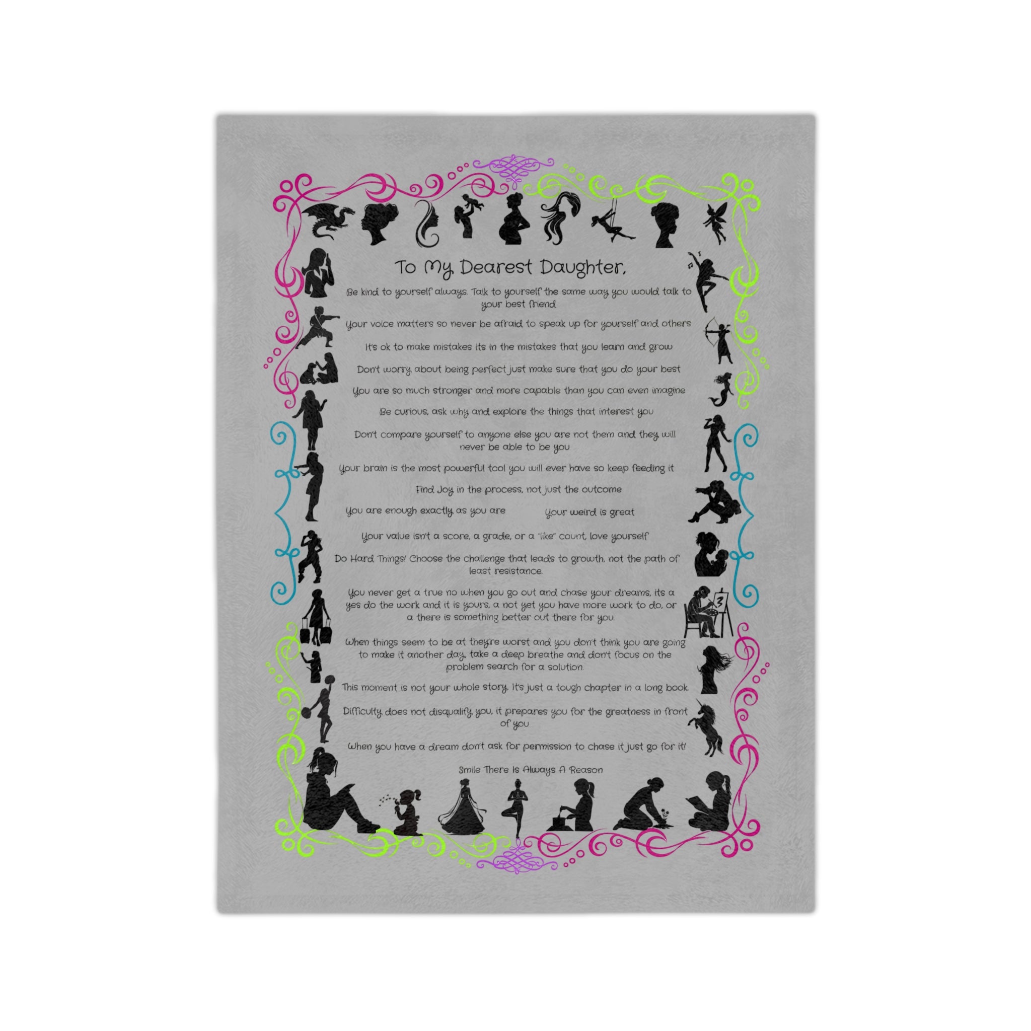 To My Dearest Daughter Throw Blanket — Velveteen Microfiber Keepsake