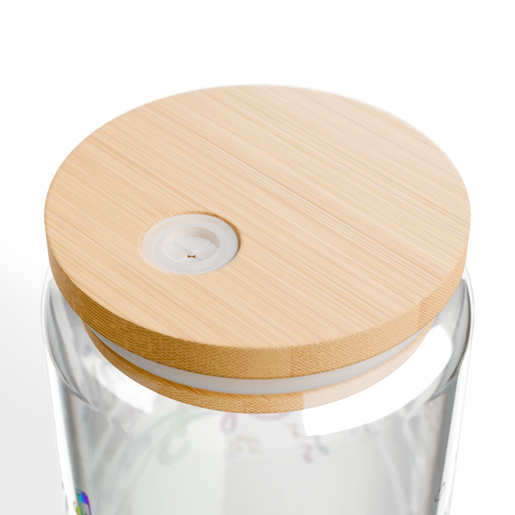 Fun & Chic Sipper Glass, 16oz Glass Cup with Bamboo Lid, Perfect for Gifts, Unique Drinkware, Eco-Friendly, Summer Vibes