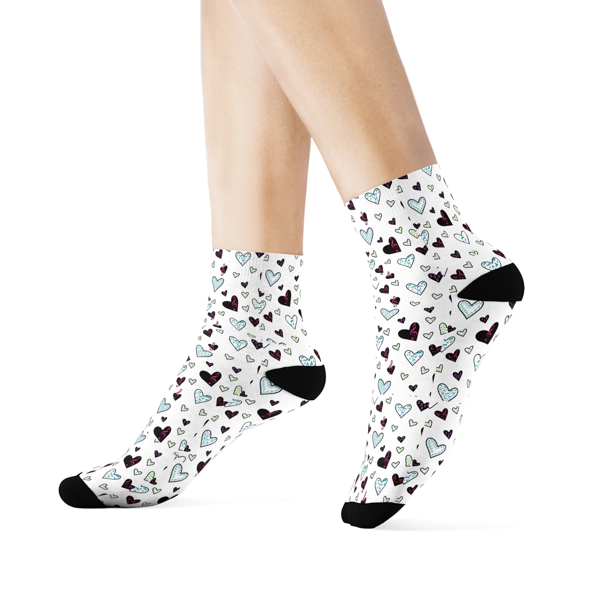 Hearts Filled with Music Note Socks