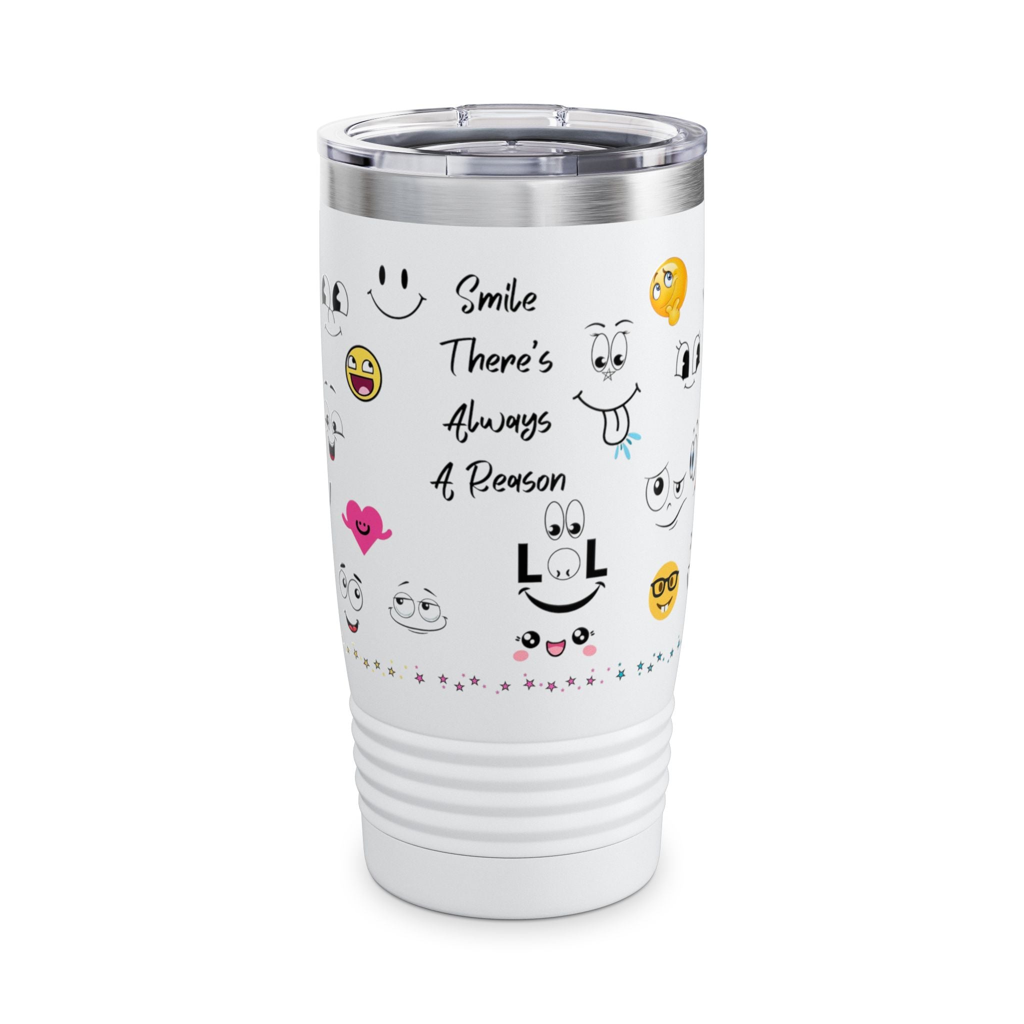 Smiley Face Tumbler, Happy Travel Mug, Fun Gift for Friends, Motivational Drinkware, Cheerful Kitchen Décor, Party Essentials
