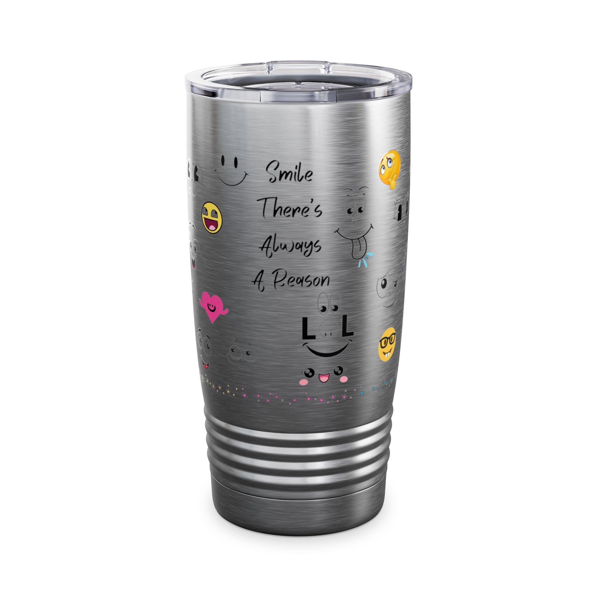 Smiley Face Tumbler, Happy Travel Mug, Fun Gift for Friends, Motivational Drinkware, Cheerful Kitchen Décor, Party Essentials