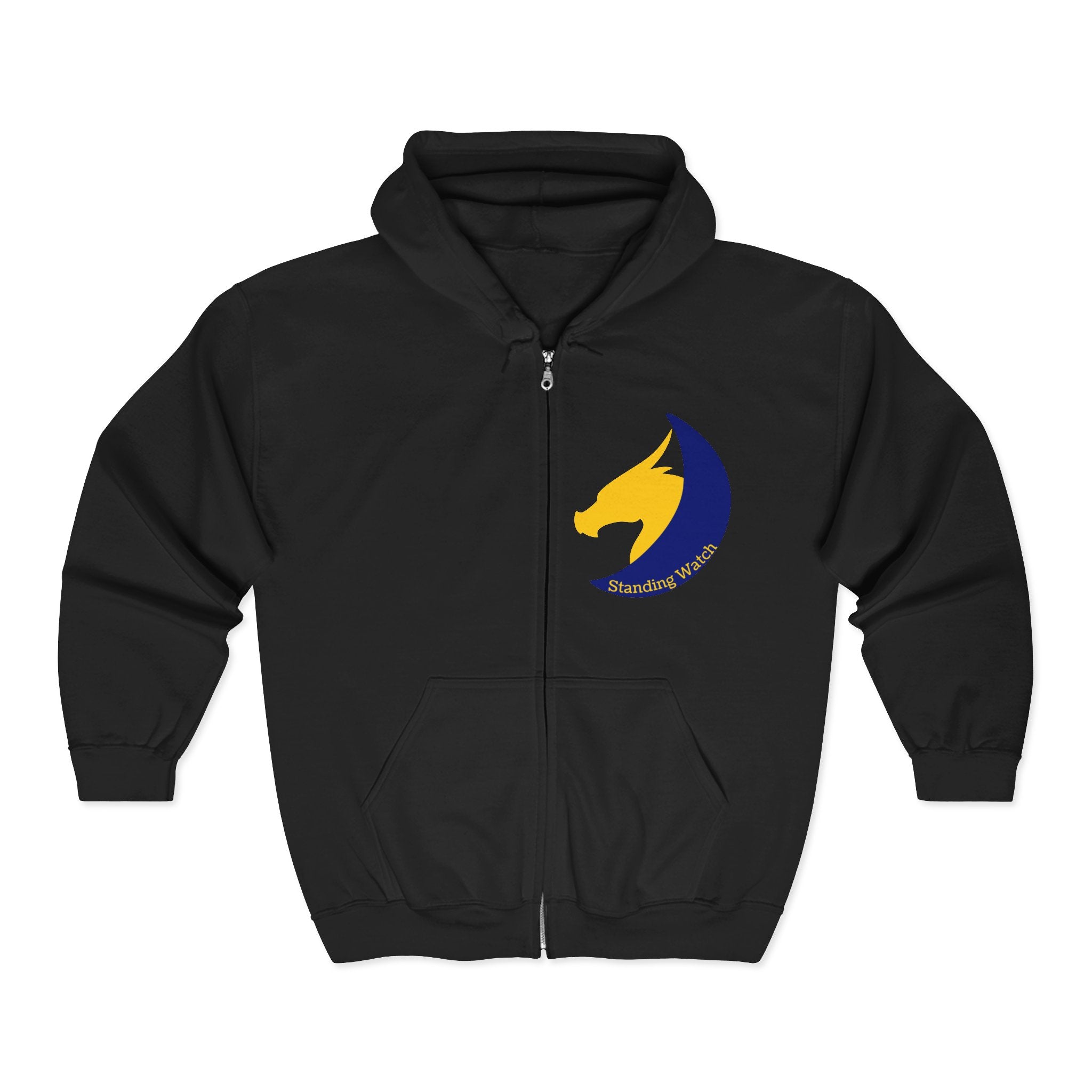 Night Watch Sentinel Zip Hoodie — Night Watch Emblem Full-Zip Sweatshirt