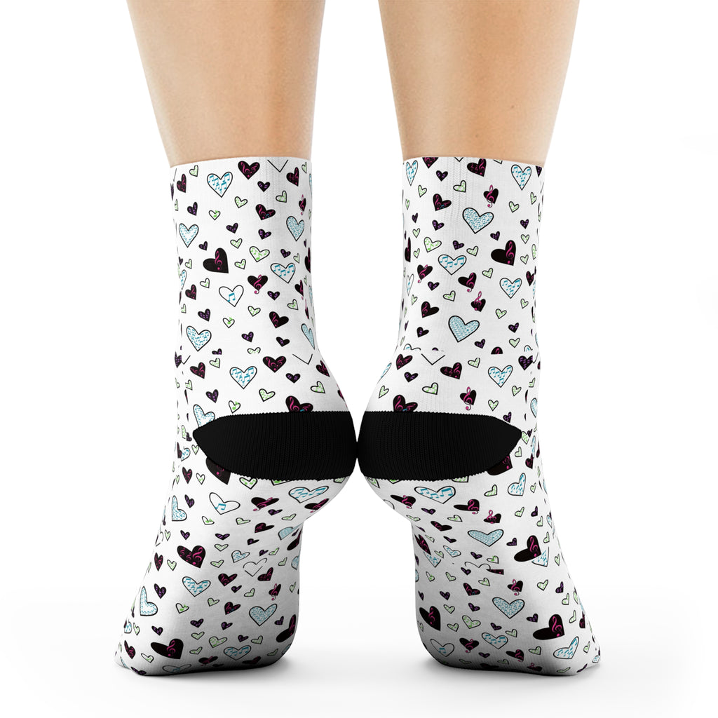 Hearts Filled with Music Note Socks