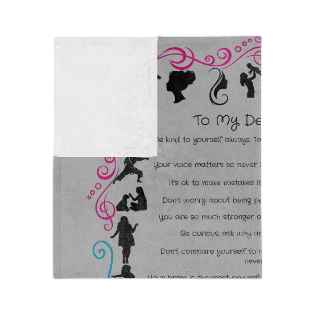 To My Dearest Daughter Throw Blanket — Velveteen Microfiber Keepsake