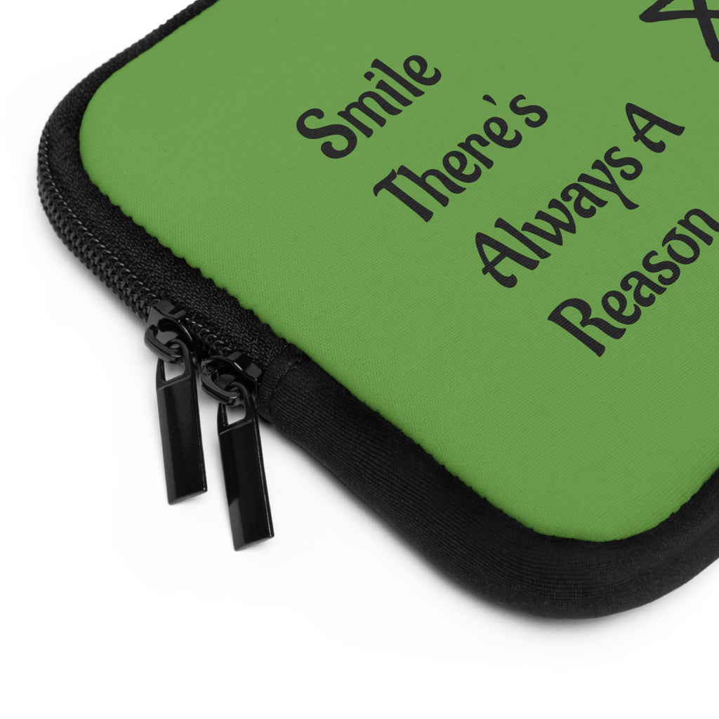 Inspirational Laptop Sleeve - Smile There's Always A Reason, Tech Accessory, Gift for Students, Minimalist Design, Eco-Friendly