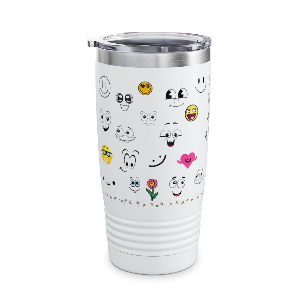 Smiley Face Tumbler, Happy Travel Mug, Fun Gift for Friends, Motivational Drinkware, Cheerful Kitchen Décor, Party Essentials