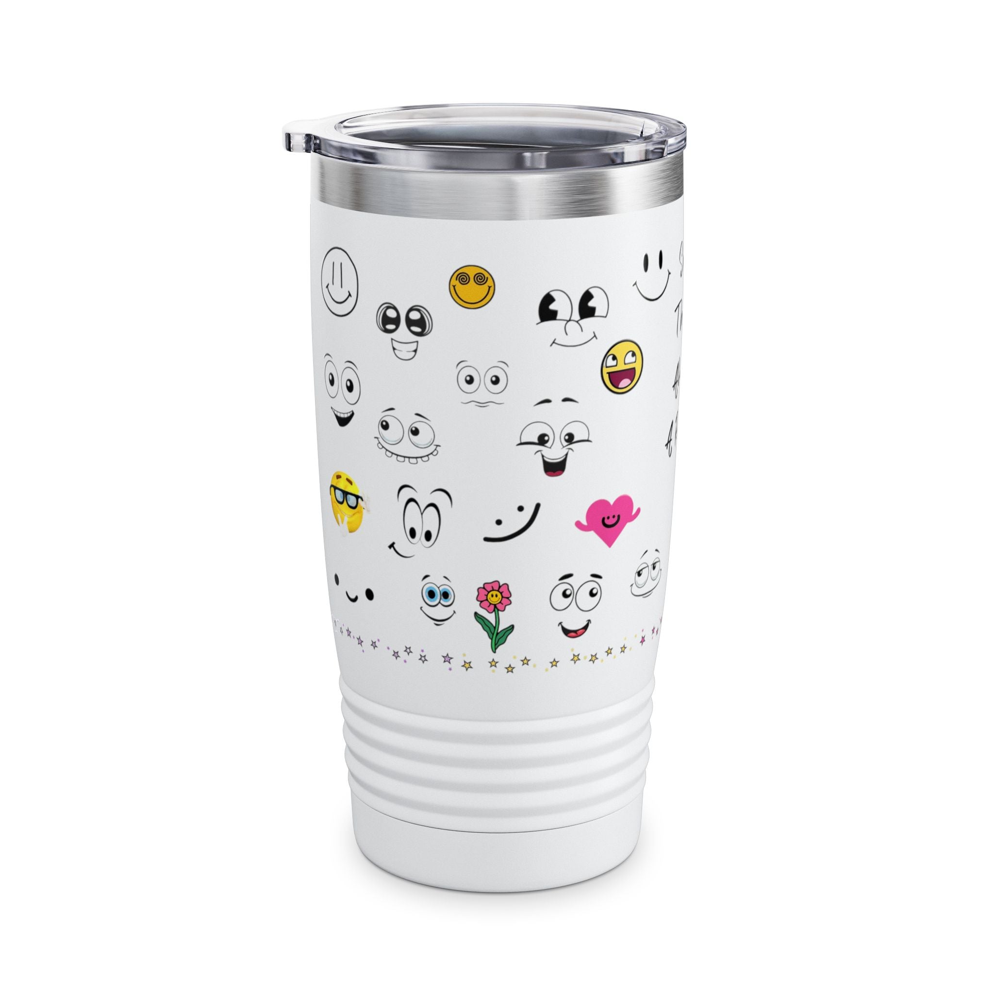 Smiley Face Tumbler, Happy Travel Mug, Fun Gift for Friends, Motivational Drinkware, Cheerful Kitchen Décor, Party Essentials