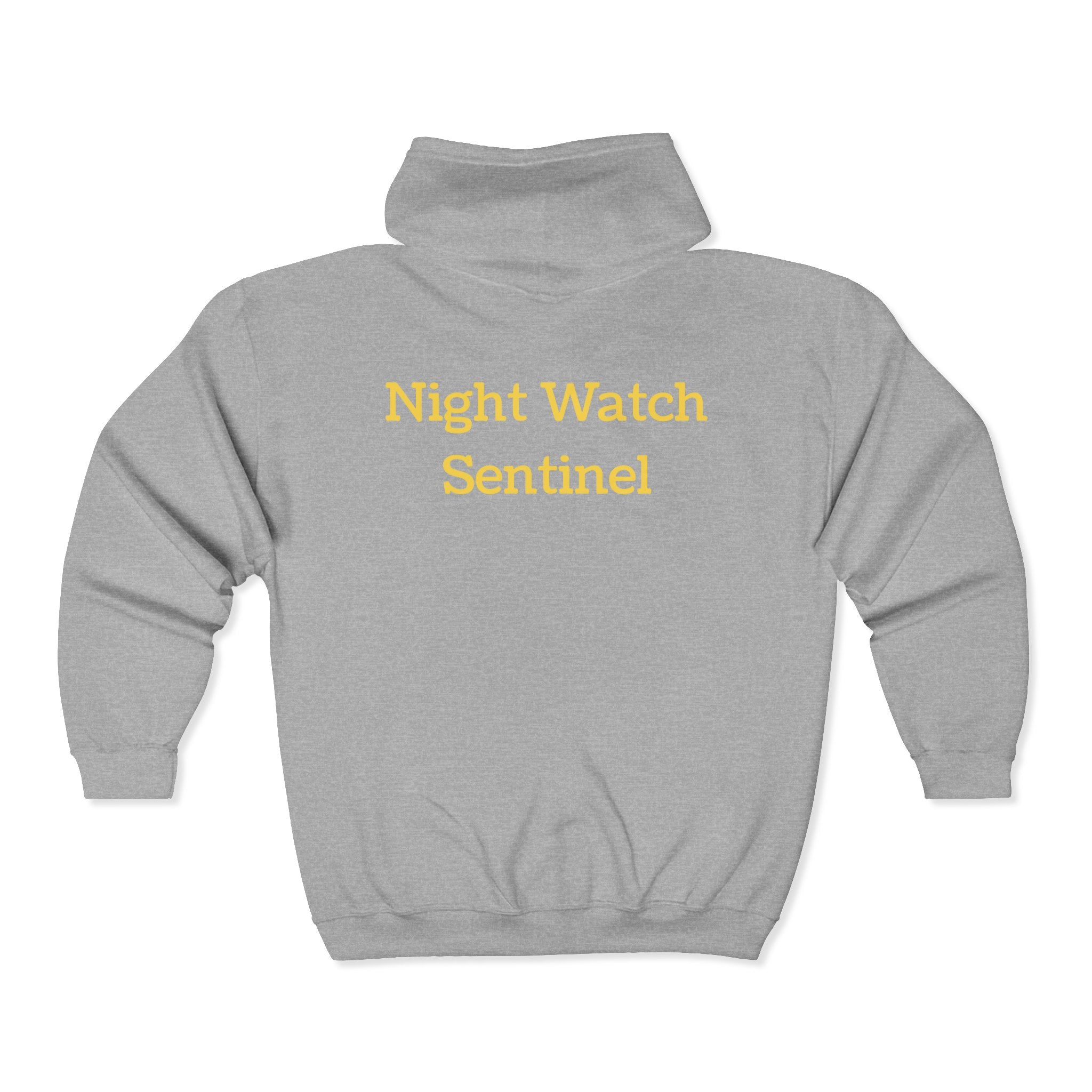 Night Watch Sentinel Zip Hoodie — Night Watch Emblem Full-Zip Sweatshirt
