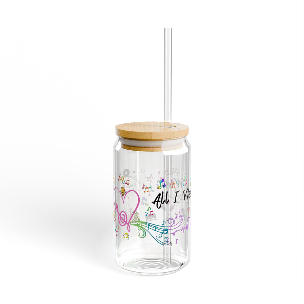 Fun & Chic Sipper Glass, 16oz Glass Cup with Bamboo Lid, Perfect for Gifts, Unique Drinkware, Eco-Friendly, Summer Vibes