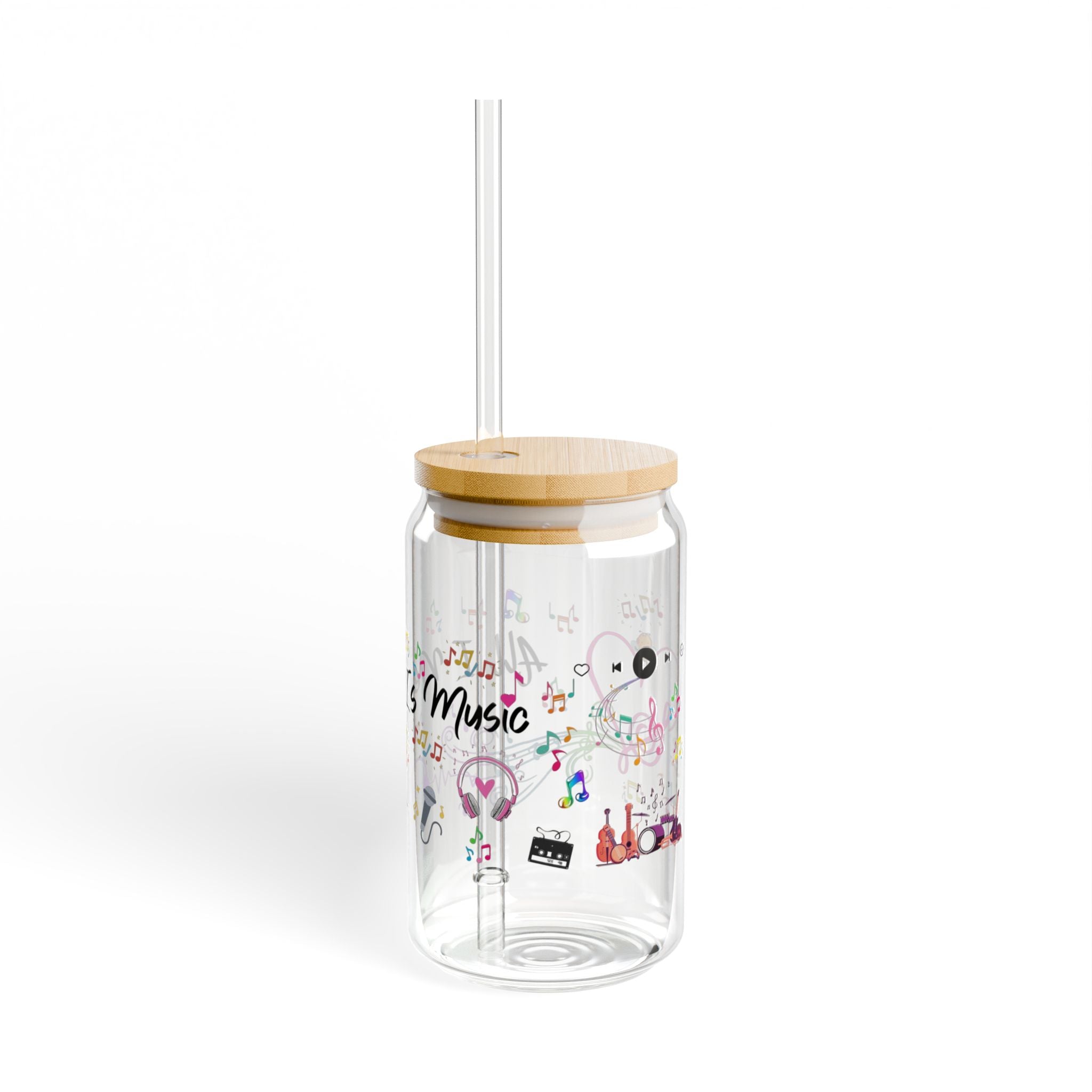 Fun & Chic Sipper Glass, 16oz Glass Cup with Bamboo Lid, Perfect for Gifts, Unique Drinkware, Eco-Friendly, Summer Vibes