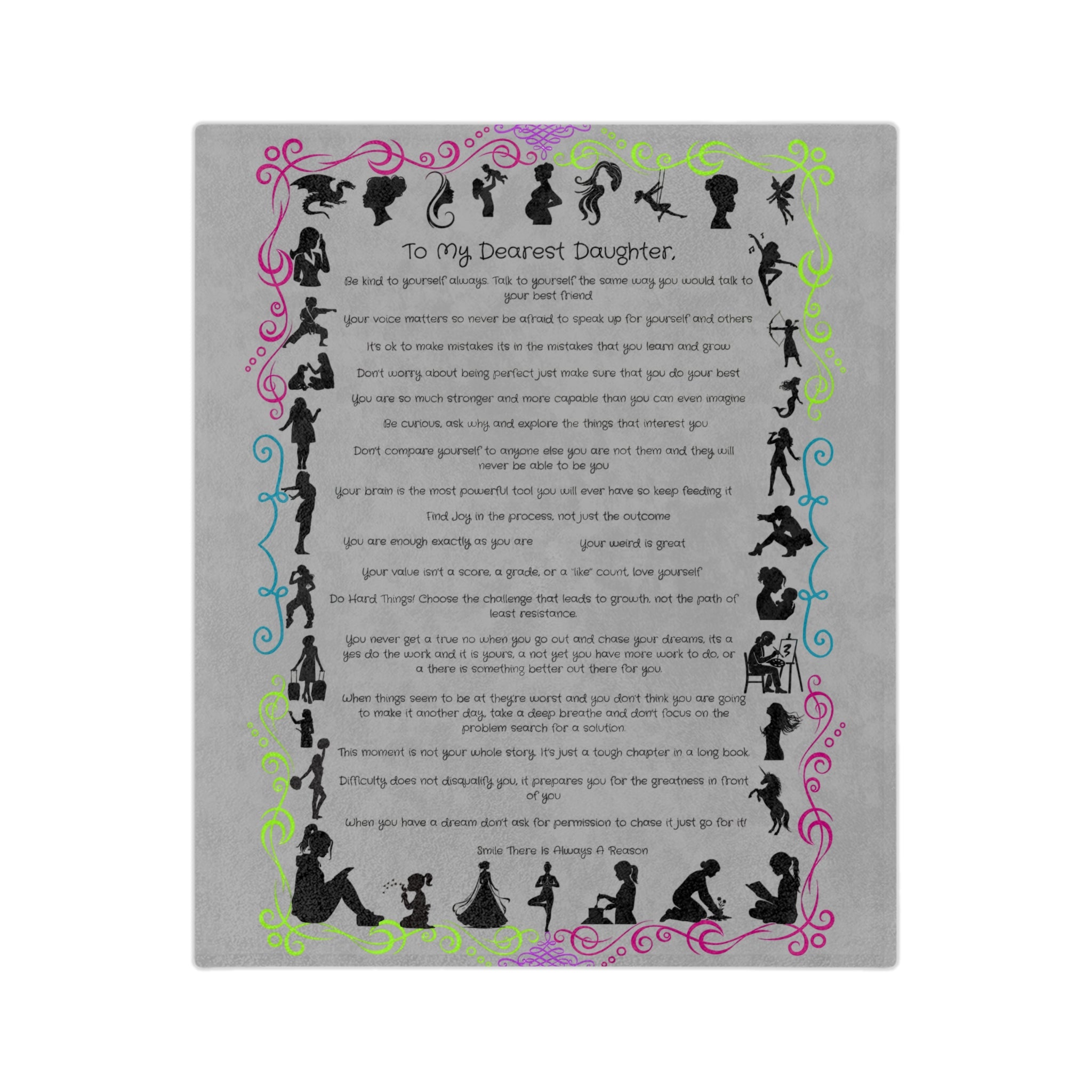 To My Dearest Daughter Throw Blanket — Velveteen Microfiber Keepsake