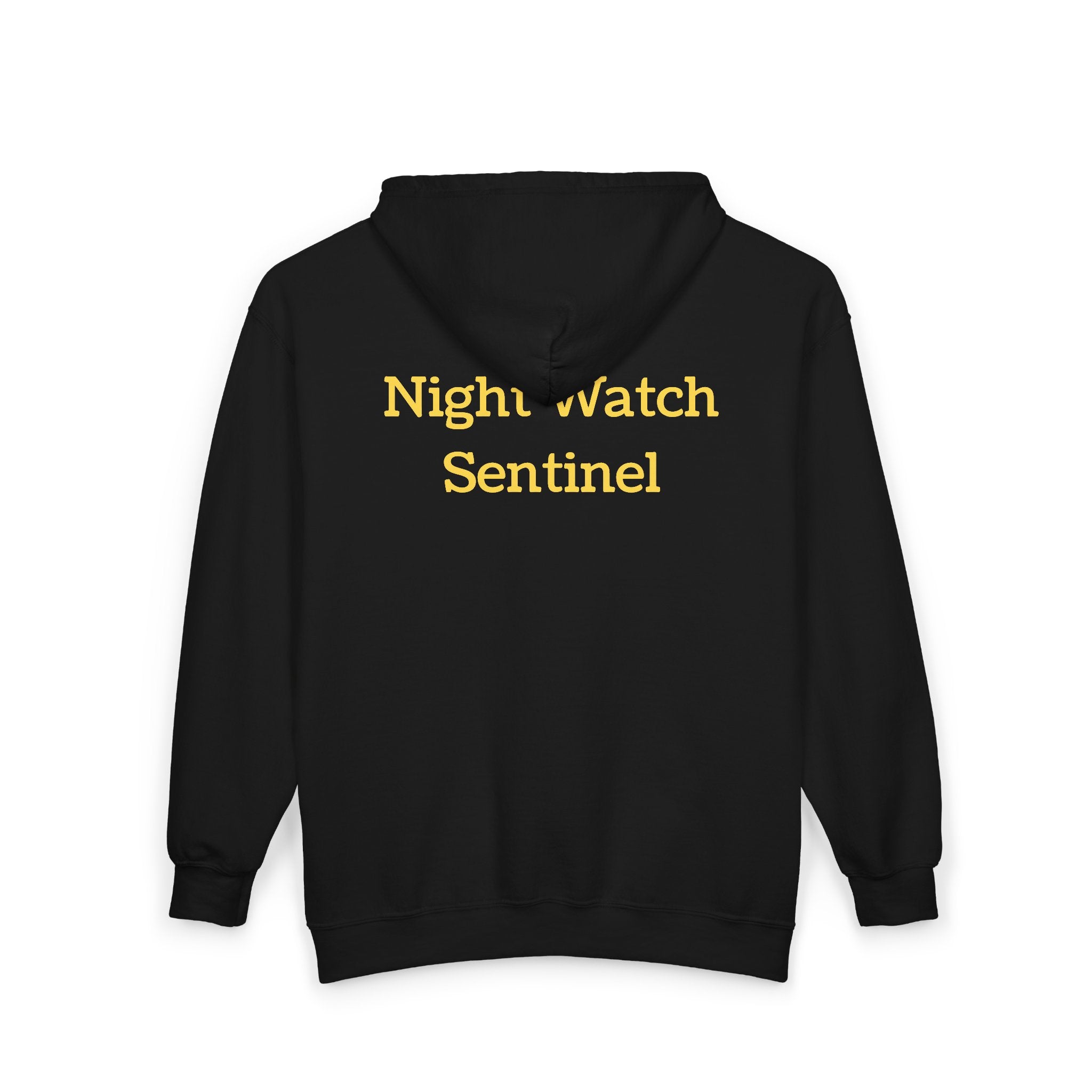 Night Watch Sentinel Zip Hoodie — Night Watch Emblem Full-Zip Sweatshirt