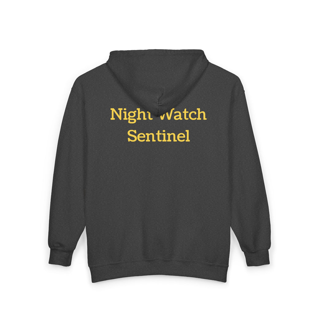 Night Watch Sentinel Zip Hoodie — Night Watch Emblem Full-Zip Sweatshirt