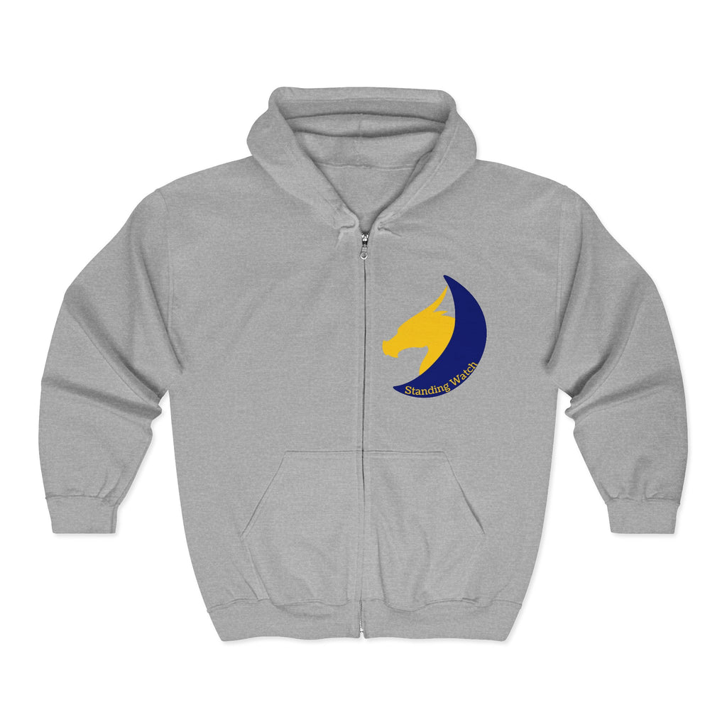 Night Watch Sentinel Zip Hoodie — Night Watch Emblem Full-Zip Sweatshirt
