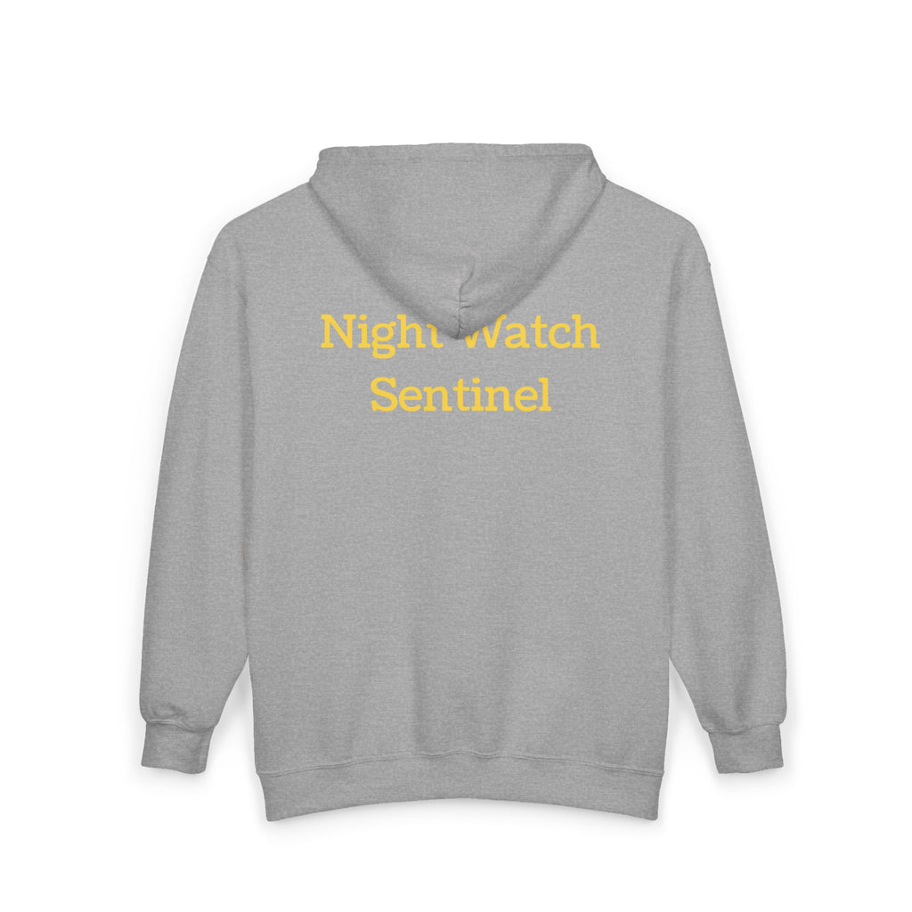 Night Watch Sentinel Zip Hoodie — Night Watch Emblem Full-Zip Sweatshirt