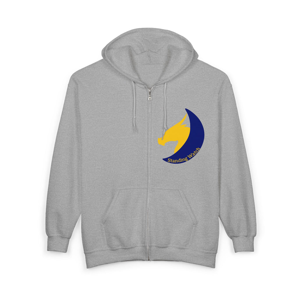 Night Watch Sentinel Zip Hoodie — Night Watch Emblem Full-Zip Sweatshirt