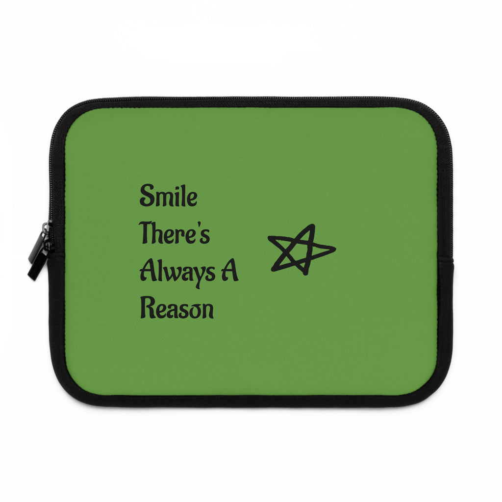 Inspirational Laptop Sleeve - Smile There's Always A Reason, Tech Accessory, Gift for Students, Minimalist Design, Eco-Friendly