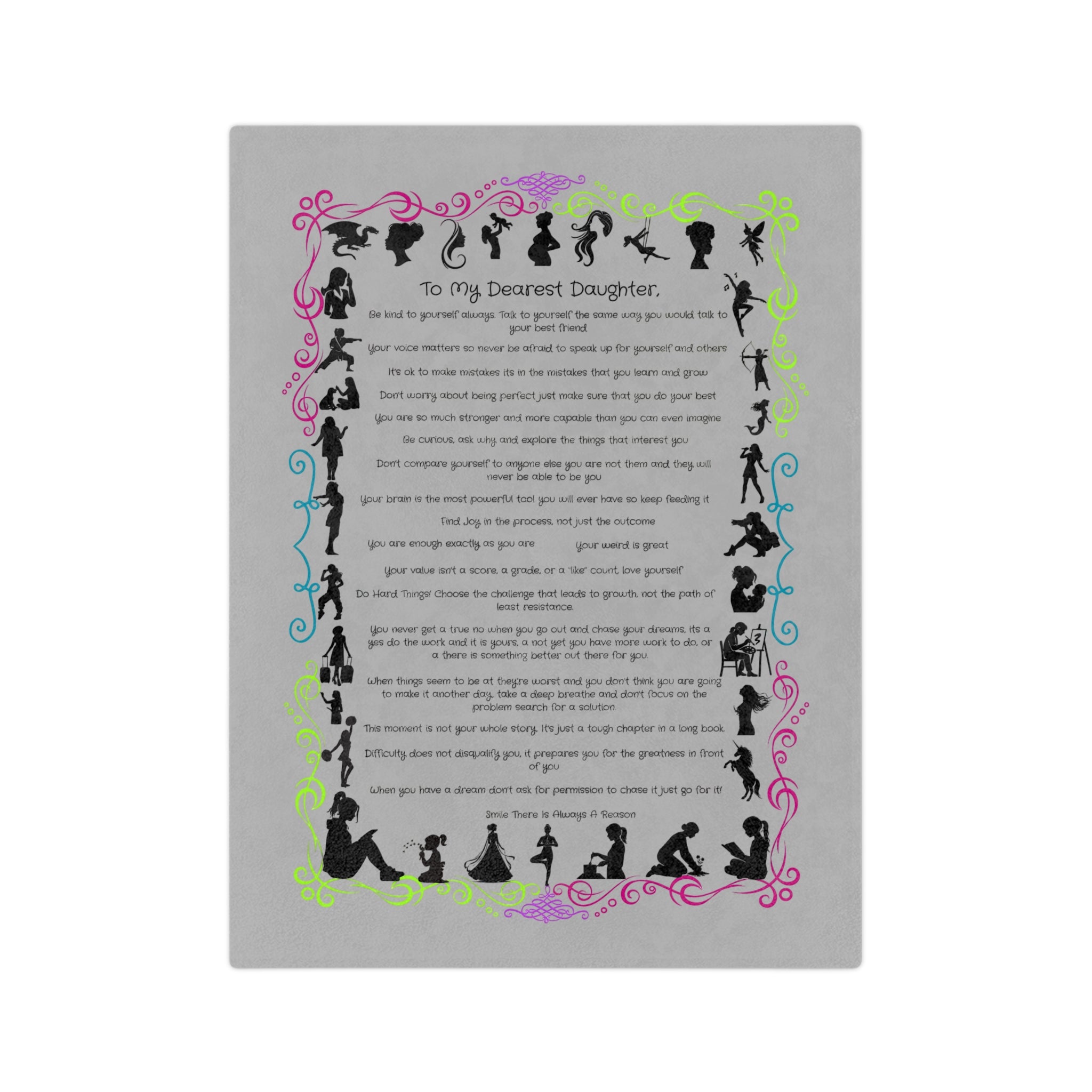 To My Dearest Daughter Throw Blanket — Velveteen Microfiber Keepsake