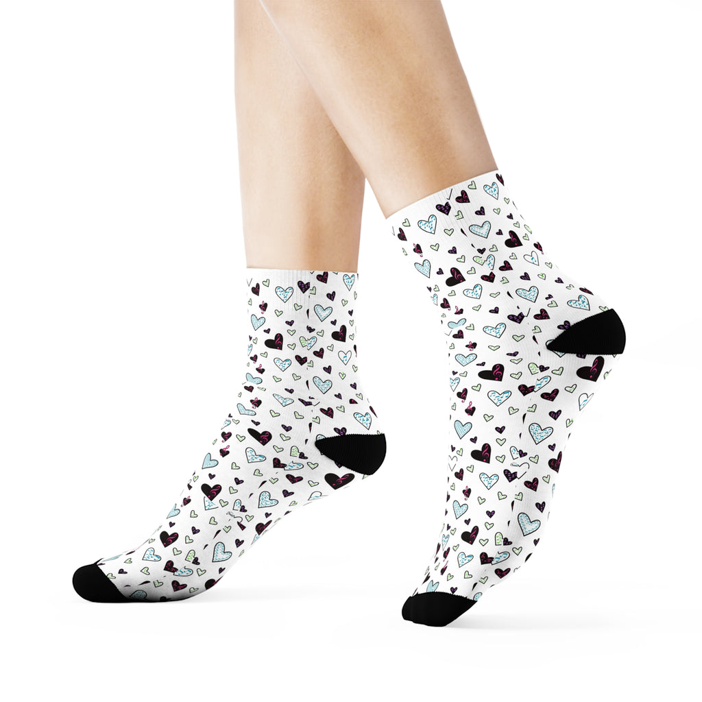 Hearts Filled with Music Note Socks