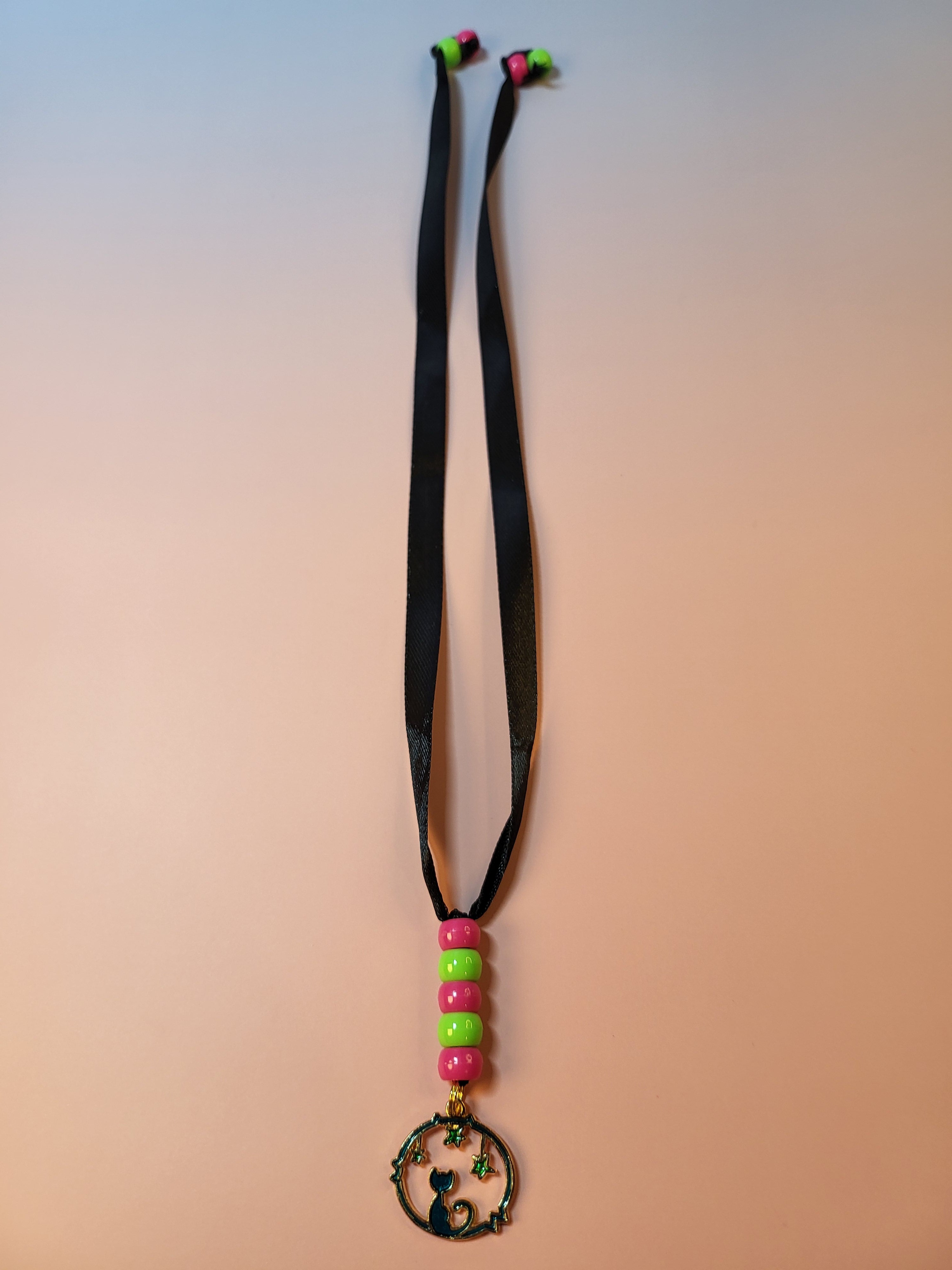 Blue cat and stars charm bookmark