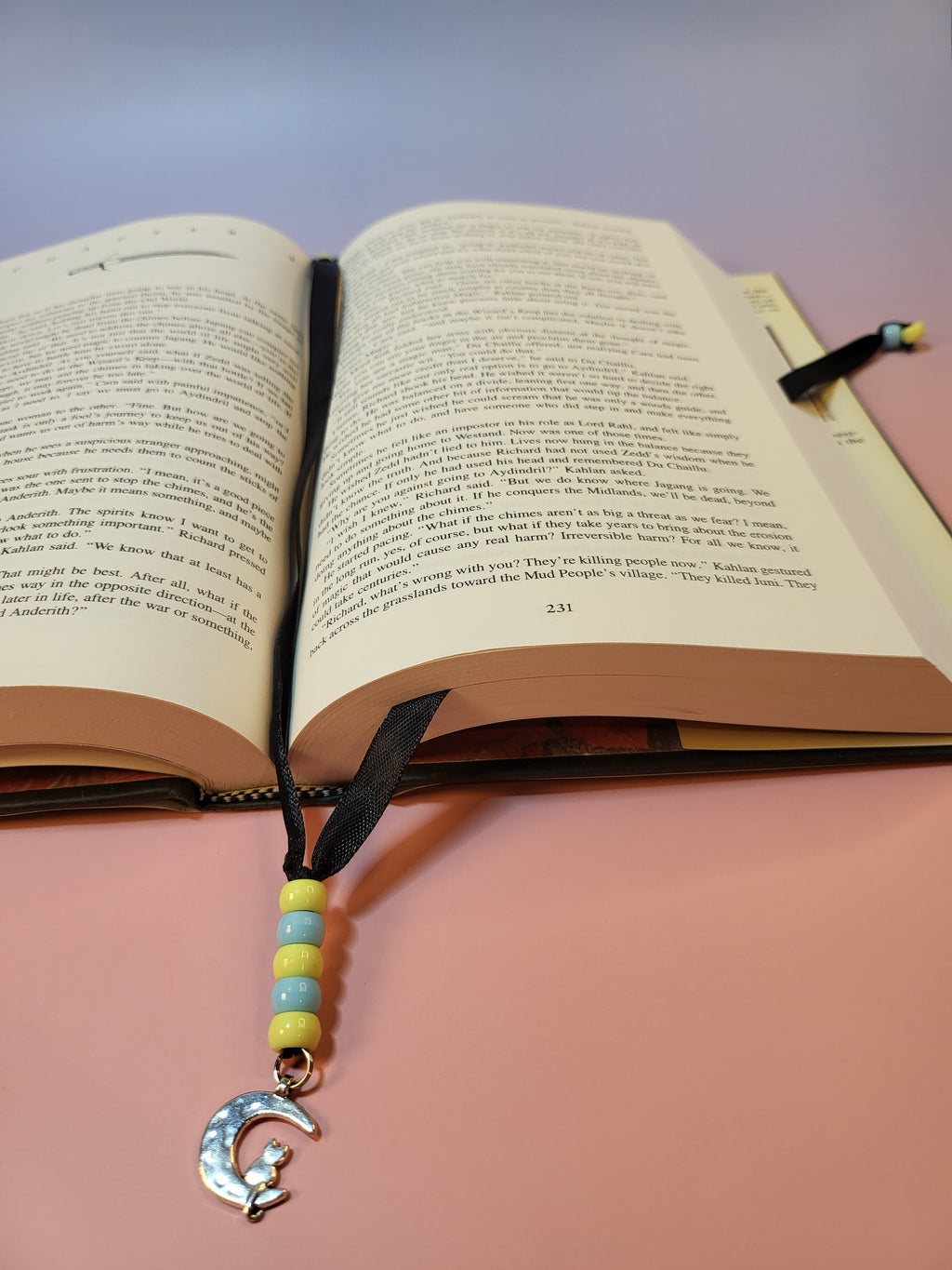 Crescent Moon and Cat Charm Bookmark