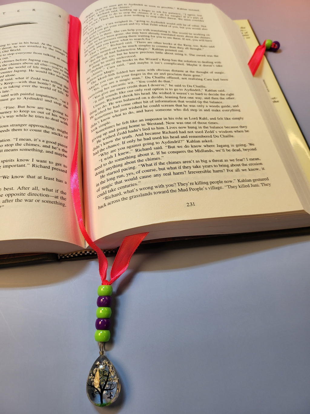 Glass Tear Drop Tree Scene Bookmark