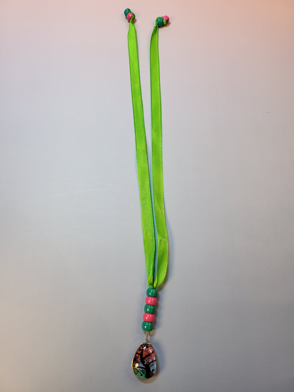 Glass Tear Drop Tree Scene Bookmark