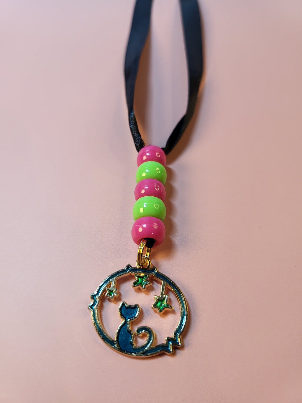 Blue cat and stars charm bookmark