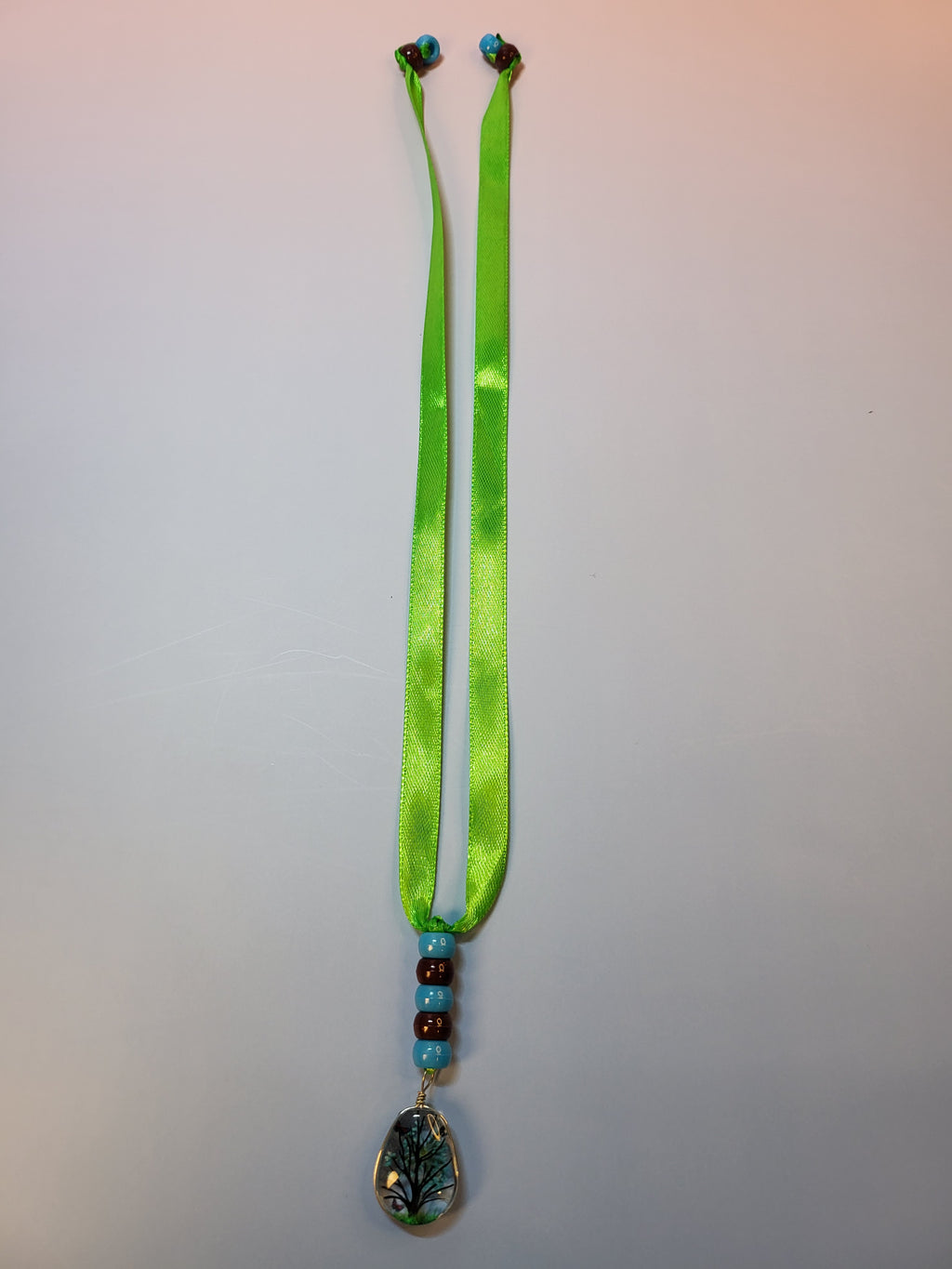 Glass Tear Drop Tree Scene Bookmark