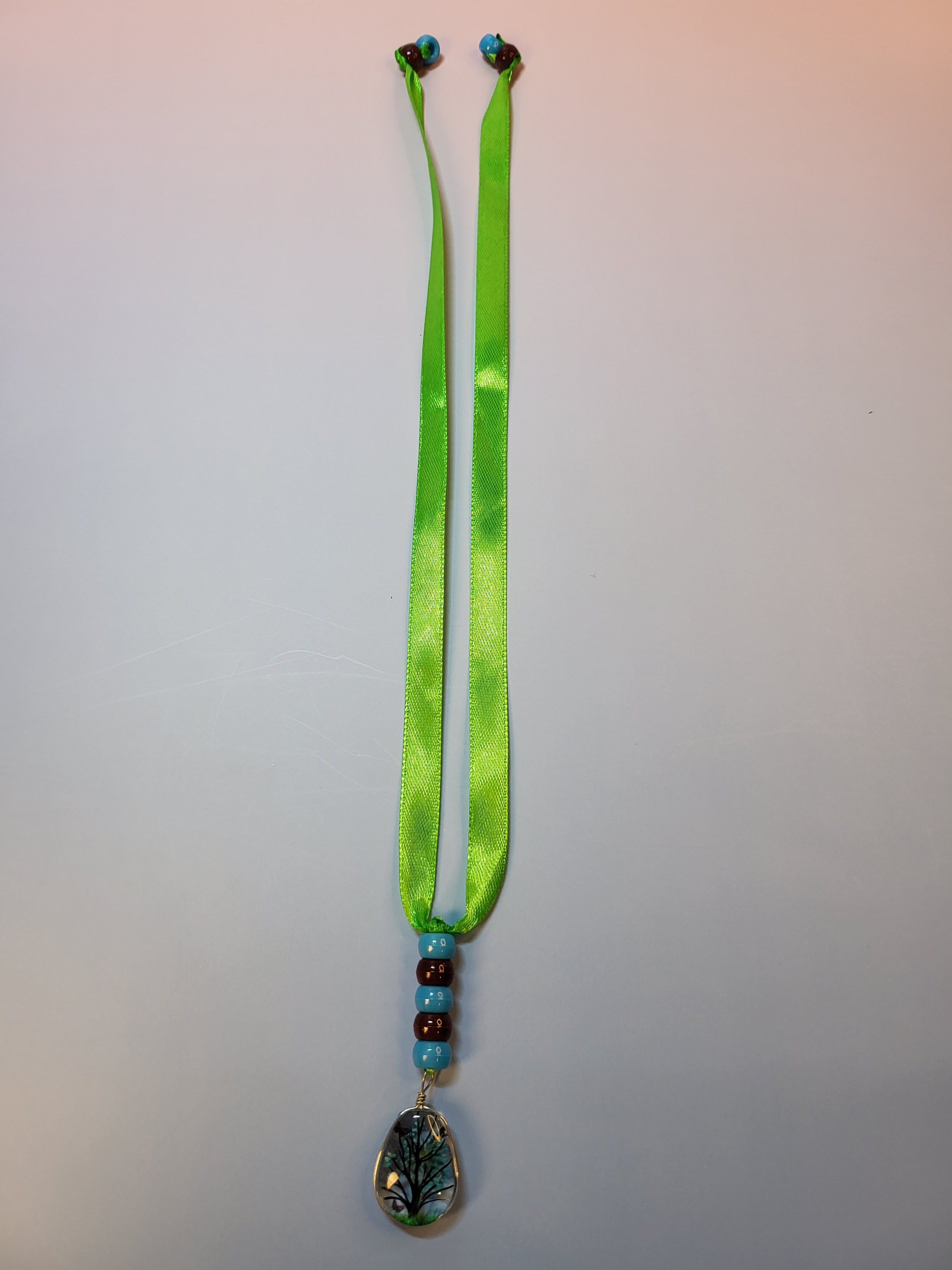 Glass Tear Drop Tree Scene Bookmark