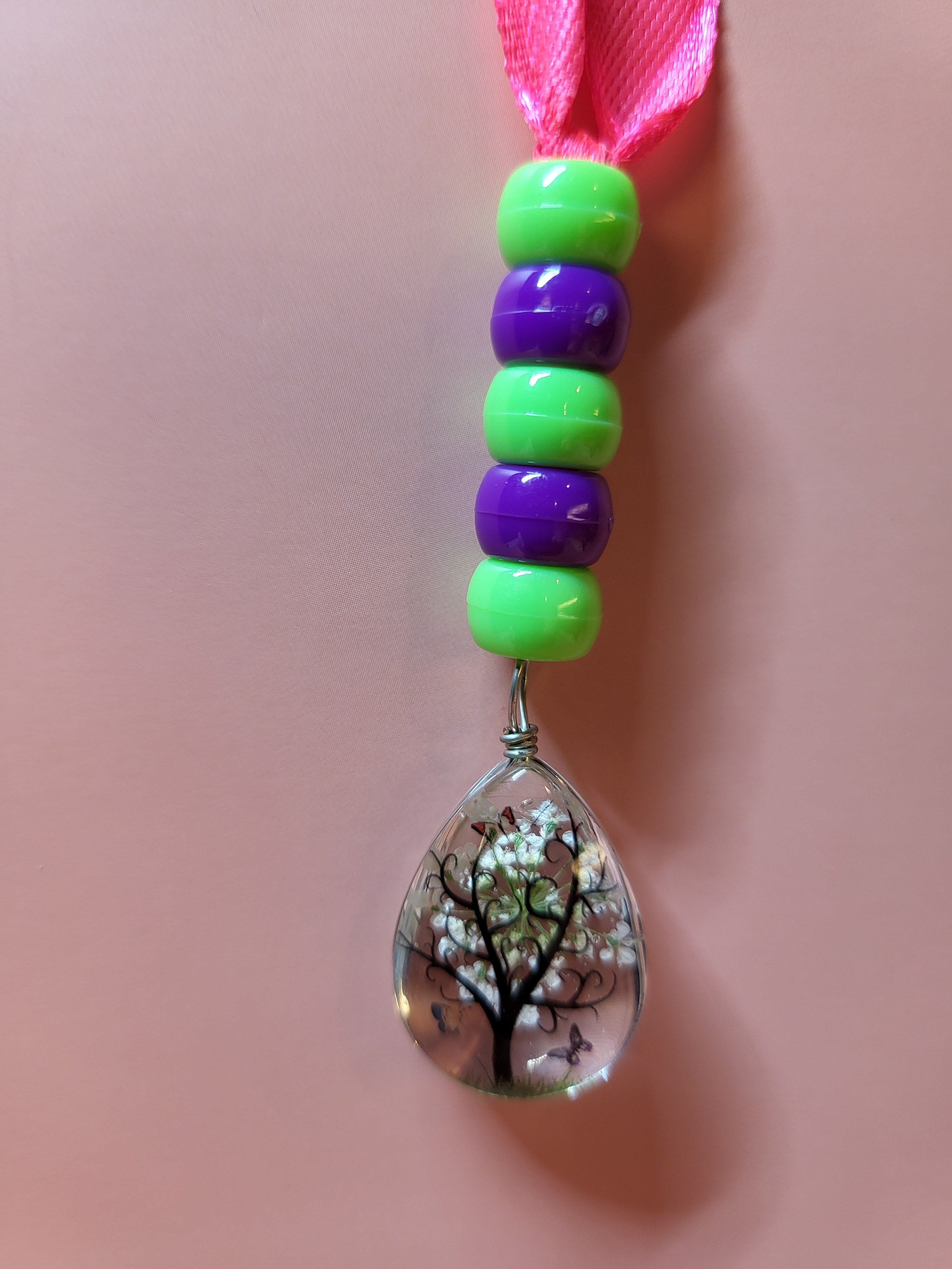 Glass Tear Drop Tree Scene Bookmark