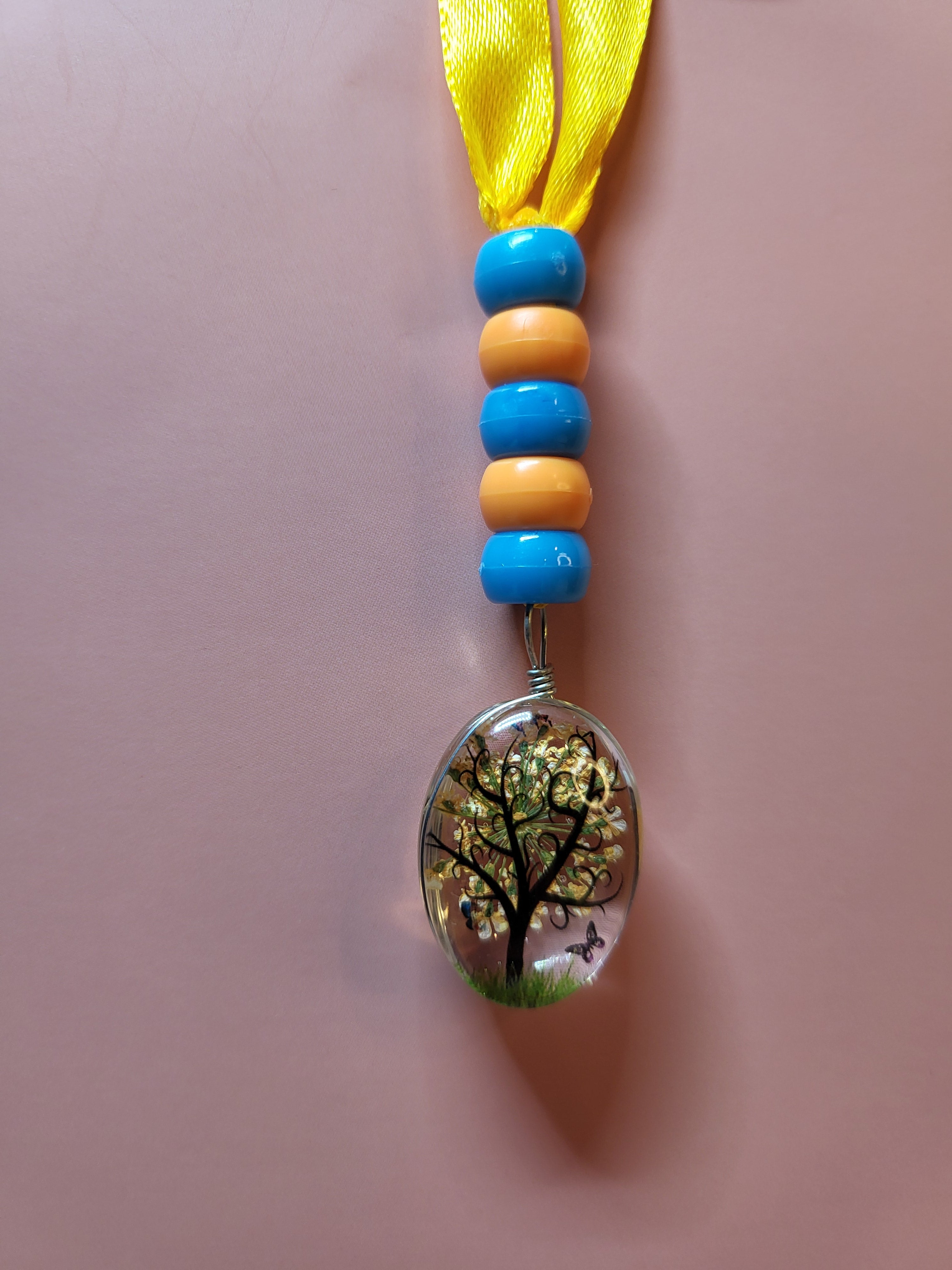 Glass Tear Drop Tree Scene Bookmark
