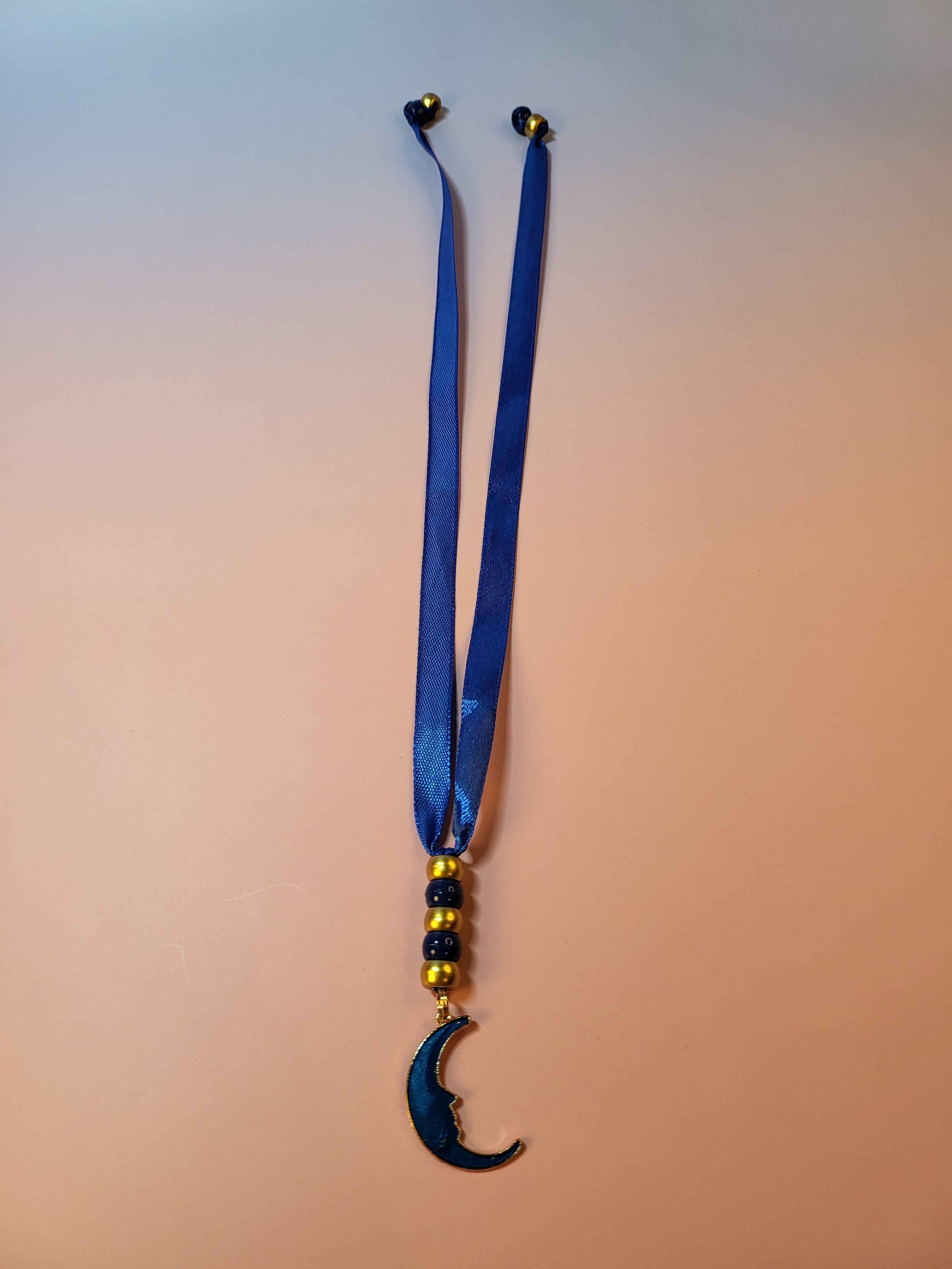 Blue Crescent Moon Charm Bookmark