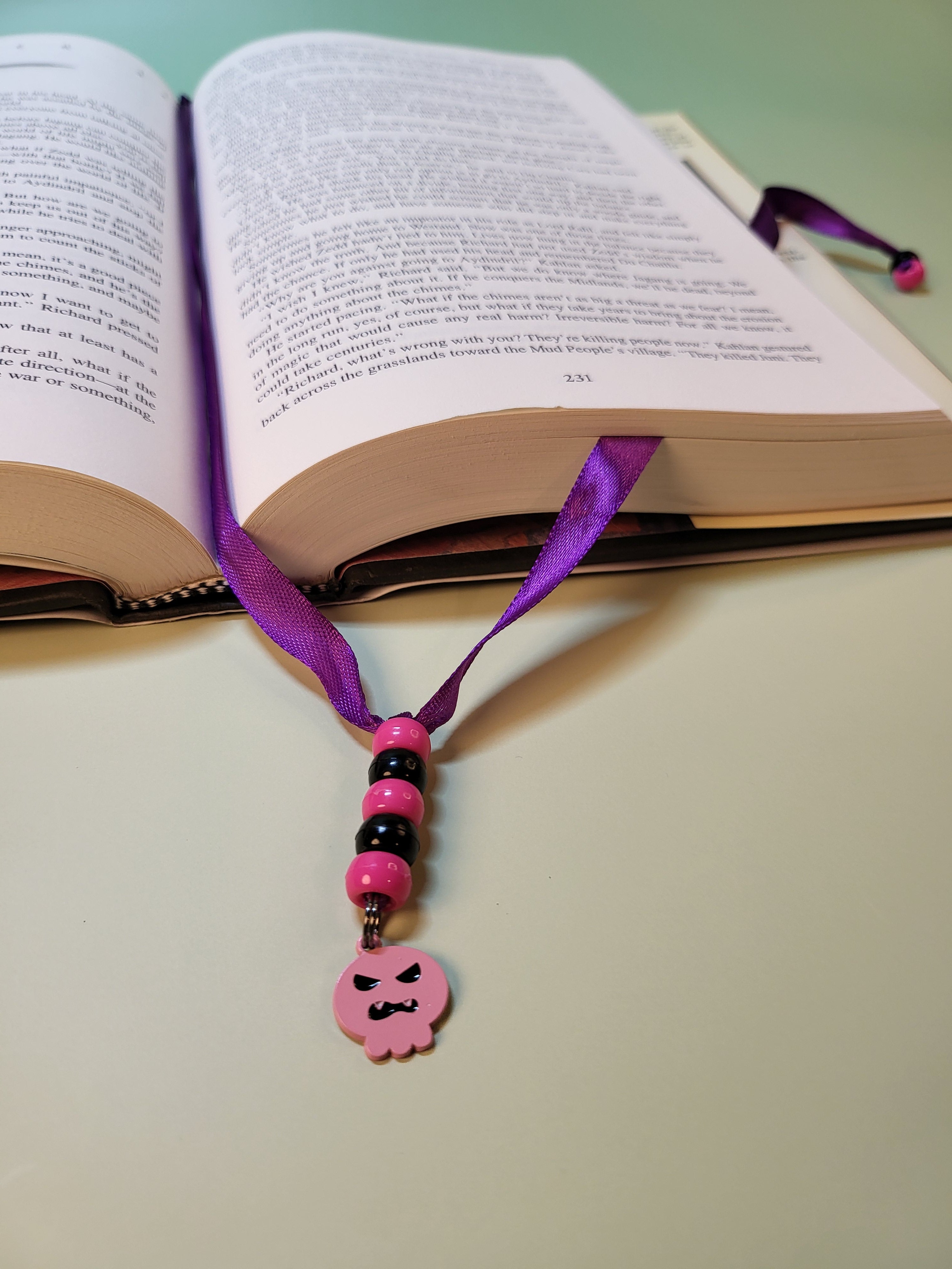 Pink Skull Bookmark