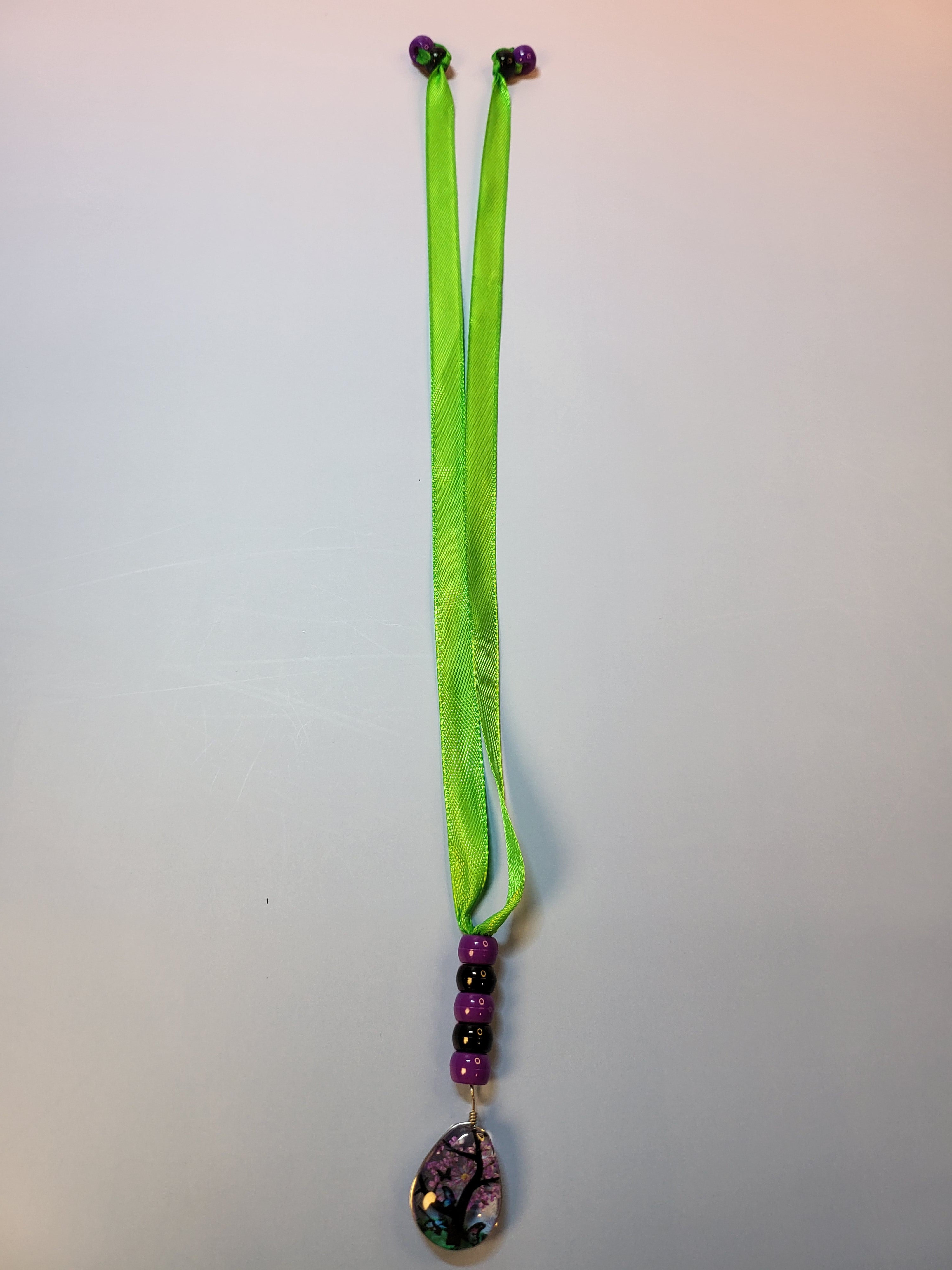 Glass Tear Drop Tree Scene Bookmark