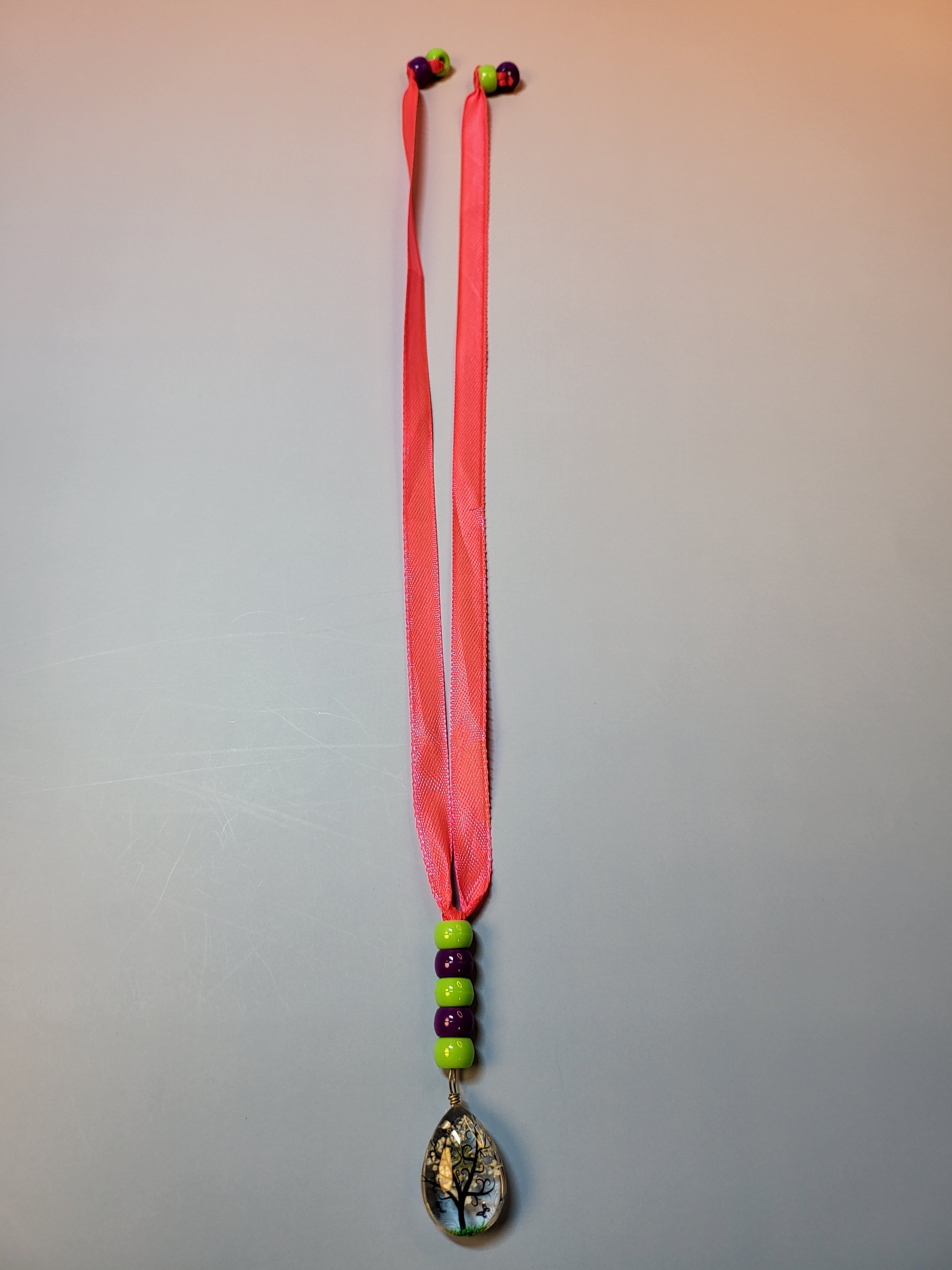 Glass Tear Drop Tree Scene Bookmark