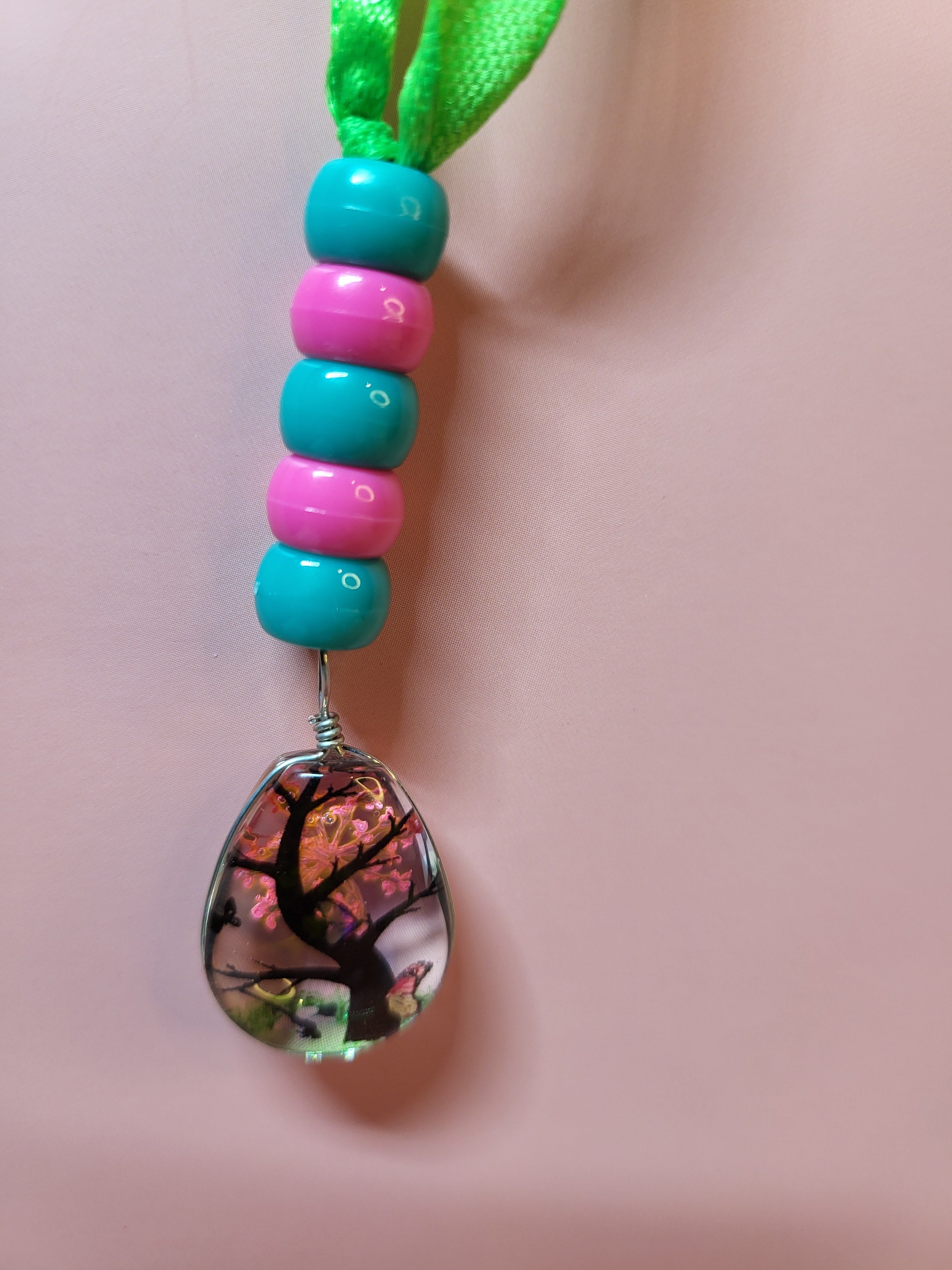 Glass Tear Drop Tree Scene Bookmark