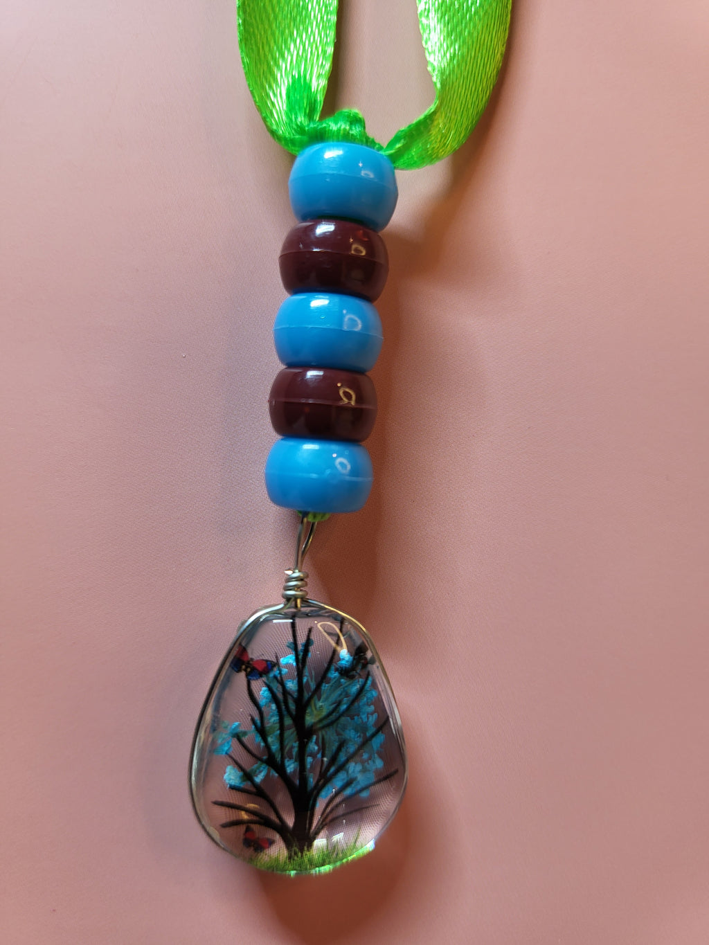 Glass Tear Drop Tree Scene Bookmark