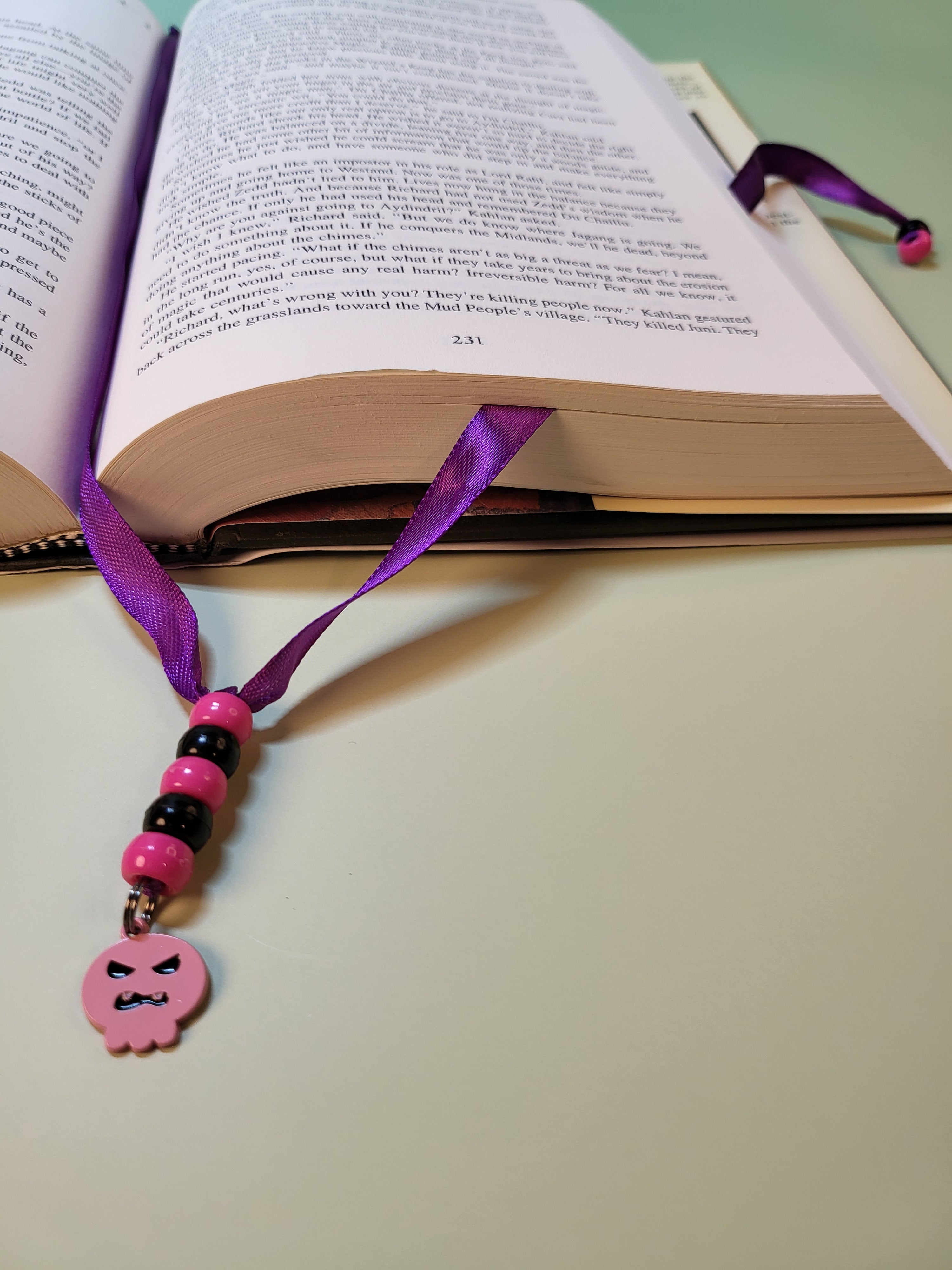Pink Skull Bookmark