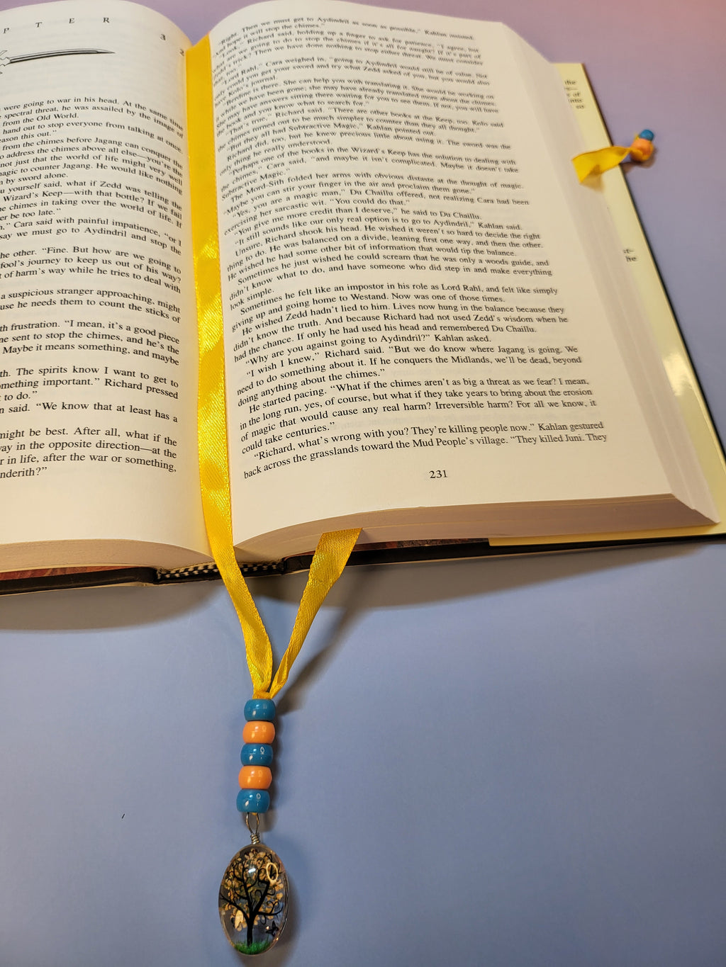 Glass Tear Drop Tree Scene Bookmark