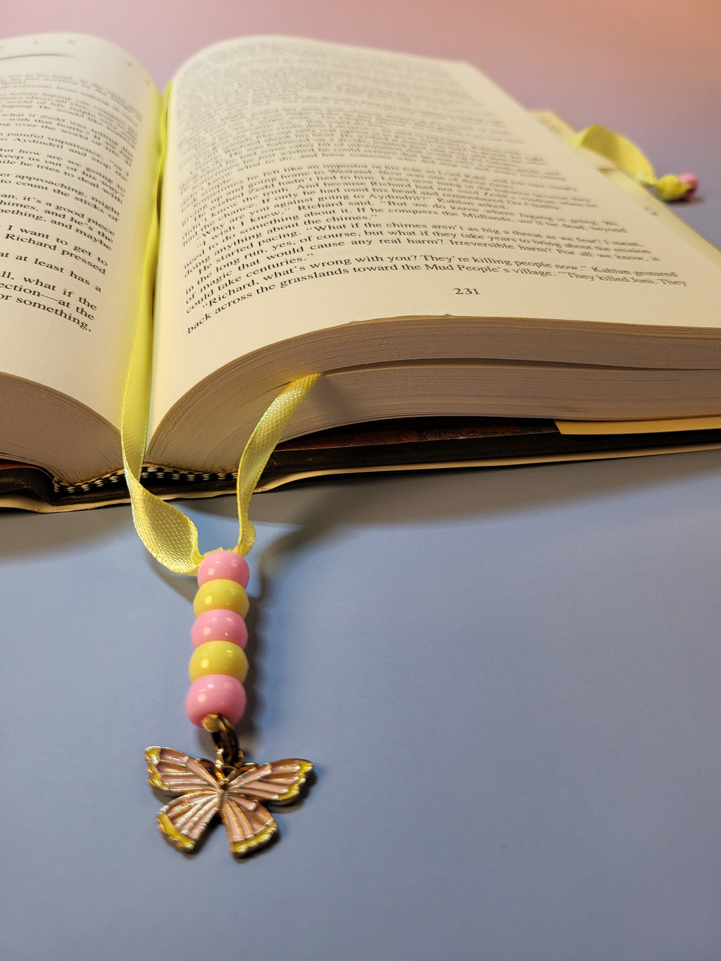 Pink and Yellow Butterfly Bookmark